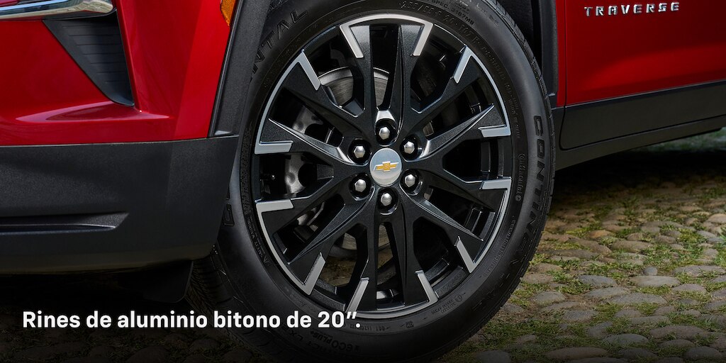 Nueva Chevrolet Traverse 2025, camioneta familiar para 7 pasajeros con rines de aluminio de 20 pulgadas en color bitono